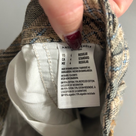 American eagle super high rise baggy wide leg plaid pants trousers - Picture 7 of 10